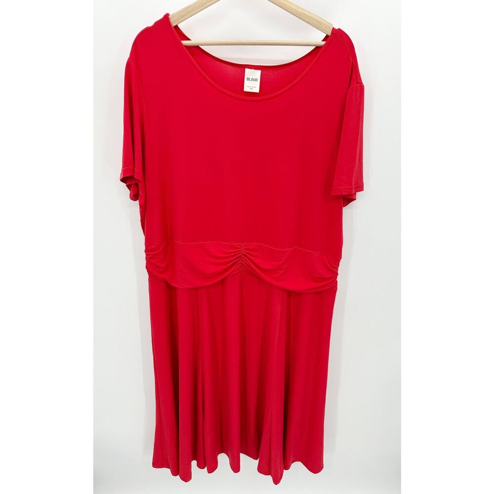Blair Dress Women 2XL Red Knee Length Modest Slinky Casual Ruched